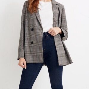 Madewell Caldwell Double Breasted Plaid Blazer